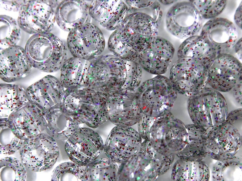 Tara Assorted Color Design 240 Pieces Plastic Beads 10x12 mm for Braid Hair (Silver Glitter) - Image 1